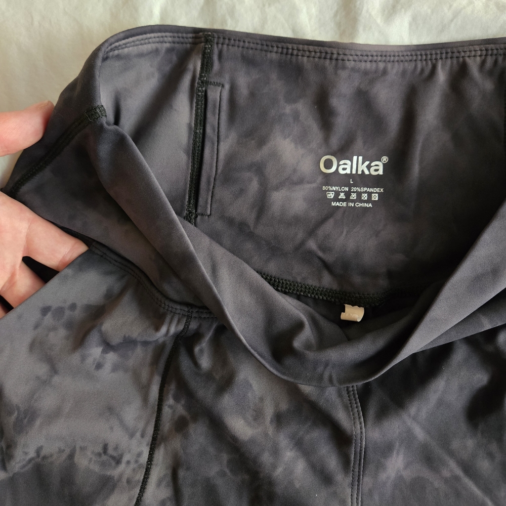 Oalka Charcoal Grey Marble Tie Dye Women's Capri Joggers EB2 - Picture 5 of 7